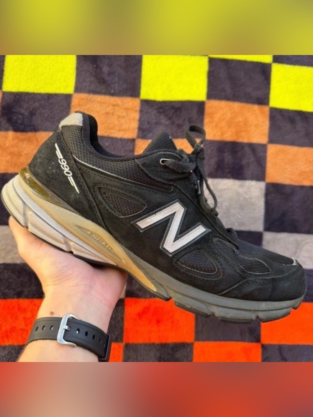New Balance 990v4 Black Suede Running Sneakers Mens Shoes Size 13 - Made in USA!